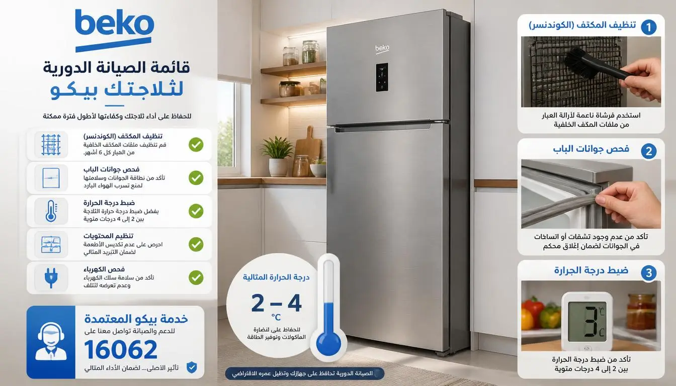 نصائح صيانة دورية لثلاجة بيكو لمنع مشكلة الكمبريسور يعمل ولا يبرد