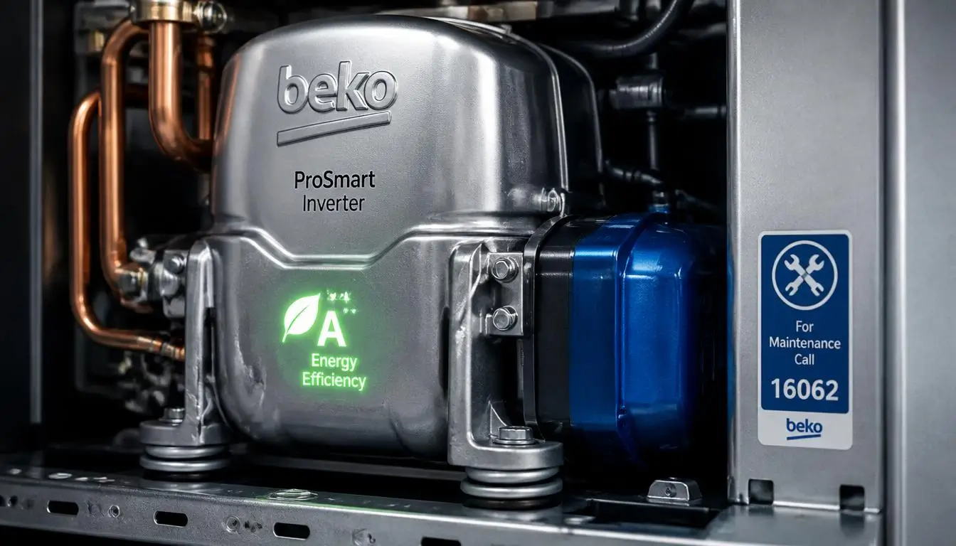 موتور ProSmart Inverter داخل ثلاجة بيكو نو فروست يوضح التوفير في الكهرباء