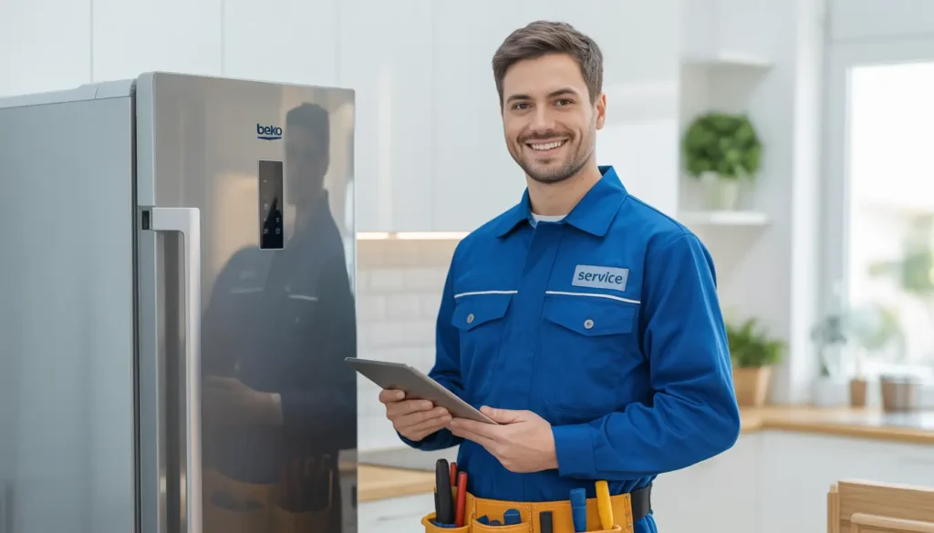 عملية صيانة ثلاجة بيكو في منزل أحد العملاء بالعاصمة الإدارية.