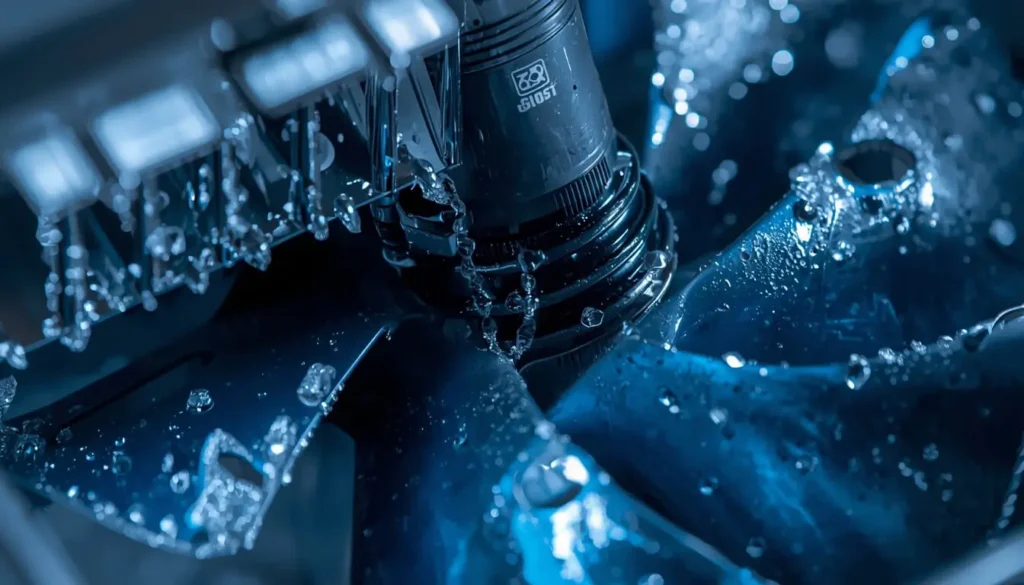 lucid-origin_A_macro_close-up_shot_of_the_internal_evaporator_fan_and_cooling_coils_of_a_No-F-0 (1) حل مشكلة ثلاجة بيكو تراكم الثلج من خلال مركز صيانة ثلاجات بيكو