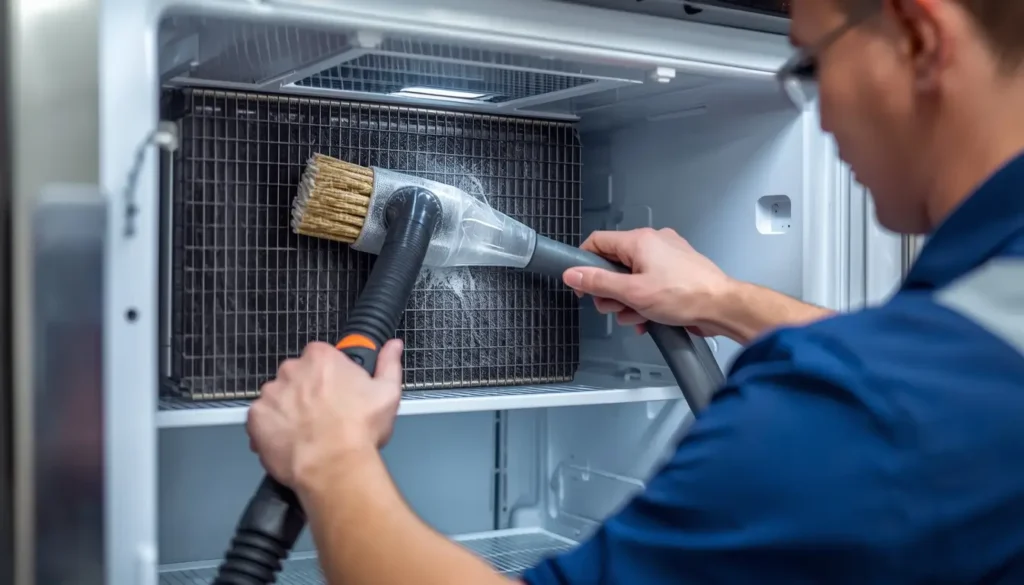 تنظيف مكثف ثلاجة بيكو تنظيف ملفات المكثف لتقليل سخونة الجوانب - صيانة بيكو ثلاجات.