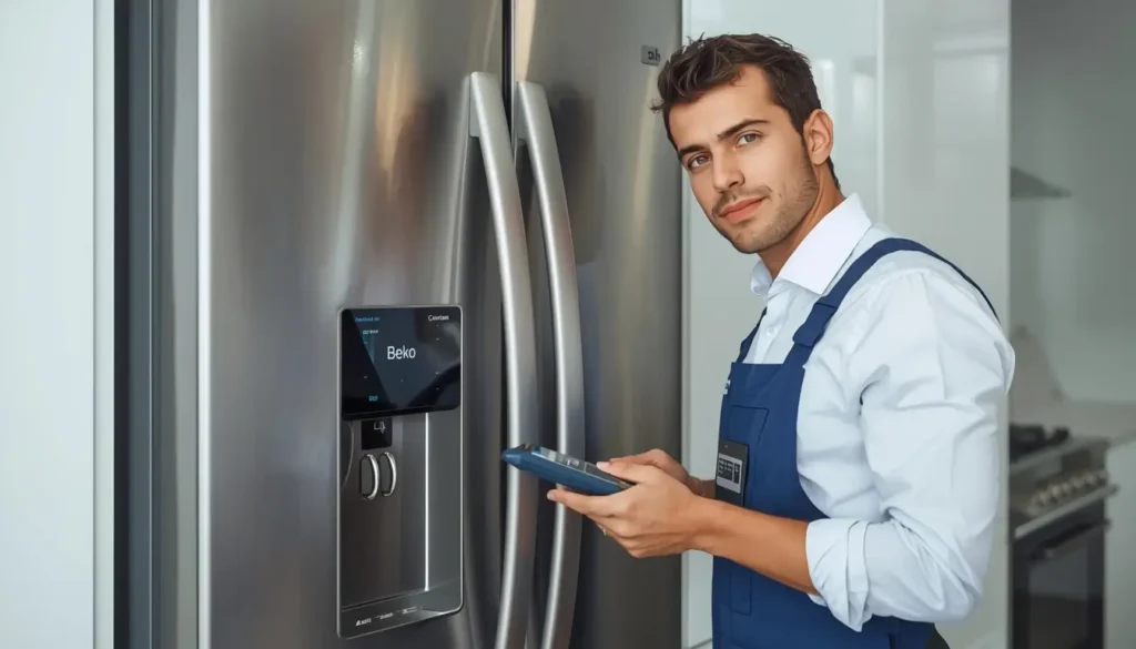 مركز صيانة ثلاجة بيكو فني متخصص من مركز صيانة ثلاجة بيكو يقوم بإصلاح عطل التبريد