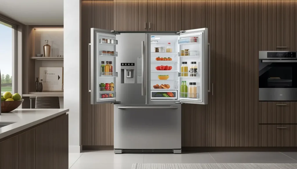 صيانة ثلاجة بيكو بابين موديل حديث. فحص الدوائر الإلكترونية خلال صيانة ثلاجة بيكو بابين.