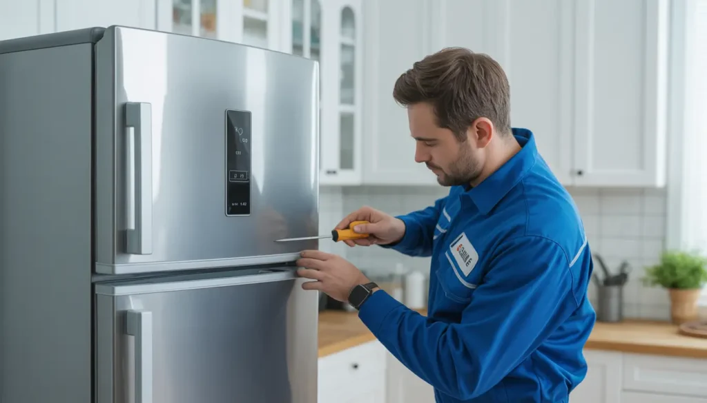 فني صيانة ثلاجة بيكو بالهرم مهندس صيانة ثلاجة بيكو في الهرم يقوم بإصلاح عطل منزلي