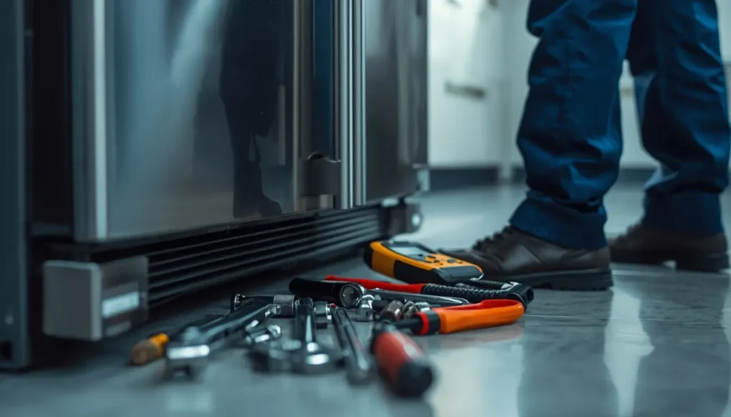 معدات صيانة ثلاجات بيكو أدوات مهندس صيانة ثلاجة بيكو في مصر الجديدة أثناء الإصلاح المنزلي