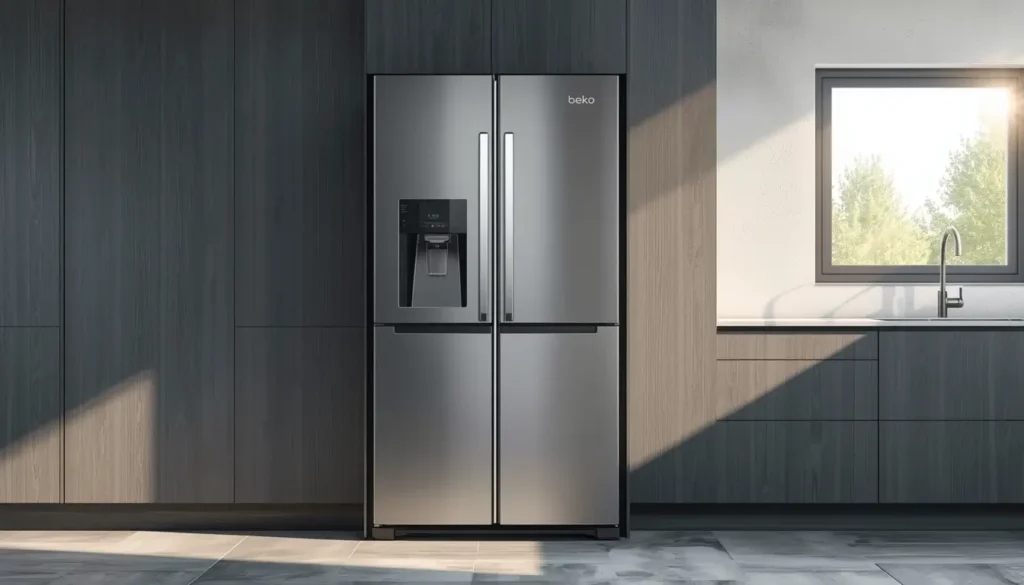 Modern stainless steel side-by-side refrigerator